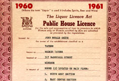 Public House Licence 1960-1961 granted to John Ronald Smith, Owner  